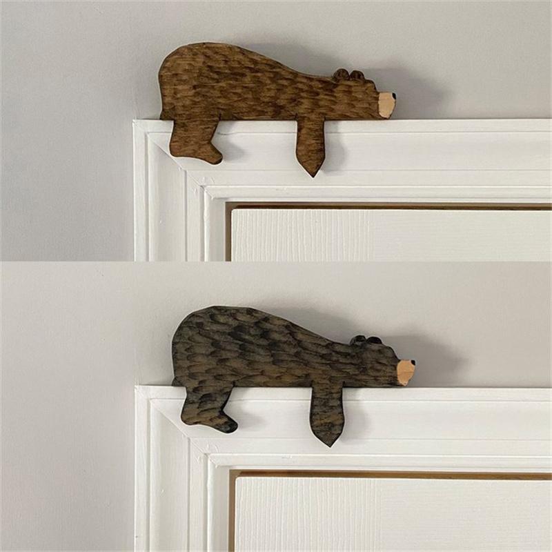 Creative Animal Door Top Wooden Decoration Sleeping Cute Brown Bear  Home Living Room Bedroom Office Door Decoration