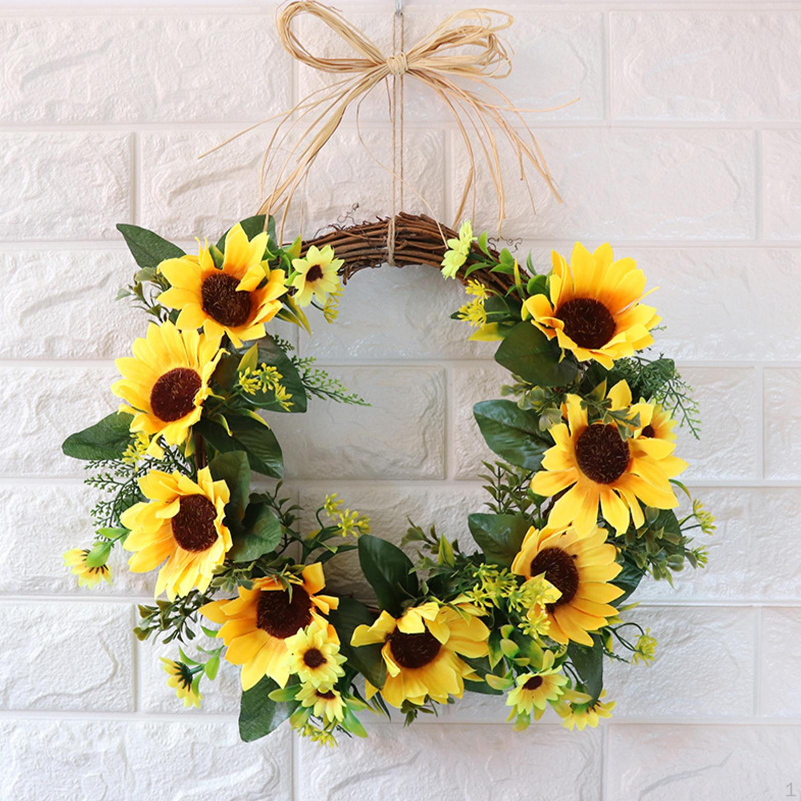 

Faux Flower Wreath for Front Door Spring All Year Around Bloom Outdoor Wall Or