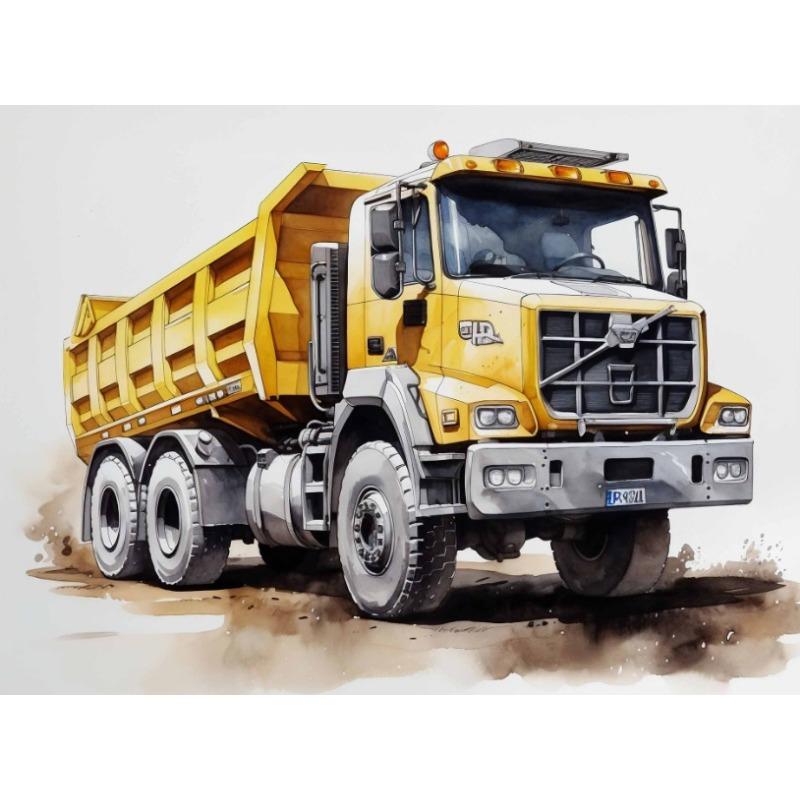 Watercolor Vehicle Car Semi Truck Anime Abstract Poster Canvas Painting Wall Art Pictures for Children's Room Home Decor