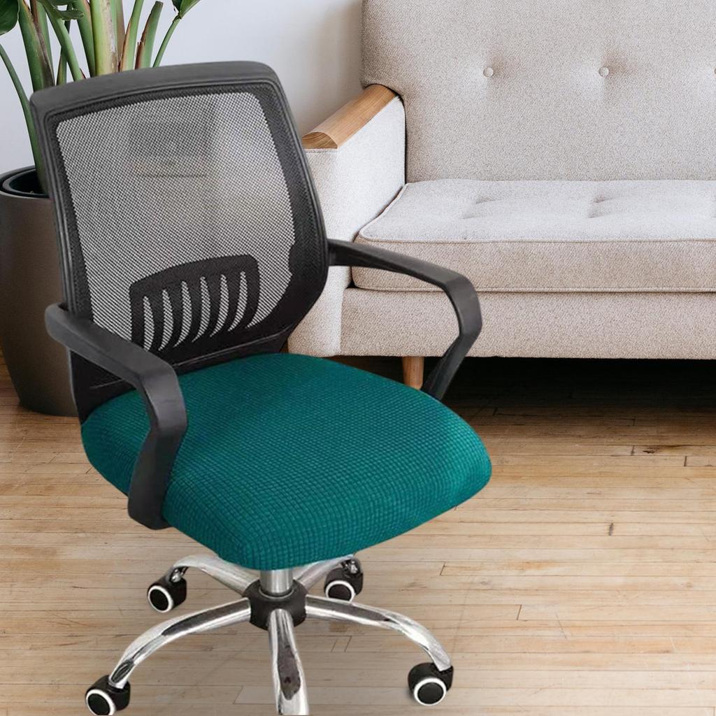 Washable Universal Swivel Chair Cover with Armrests Stretch Office Seat Protector Removable for Computer Desk