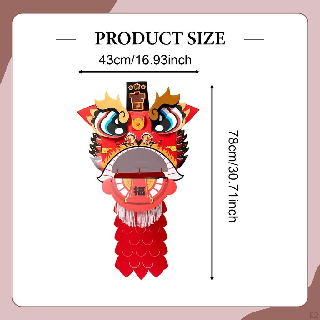 Chinese Lion Dance DIY Crafts Kit Year Decoration, Handmade Head Ornament for