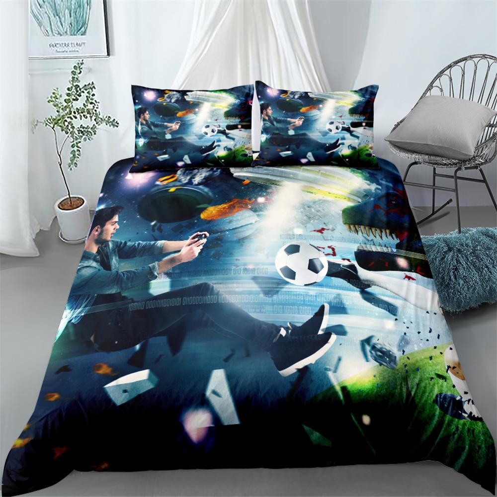 Game Controller Duvet Cover Set 3D Gamepad with Button King Queen Full Twin Size Comforter Cover for Kids Polyester Bedding Set