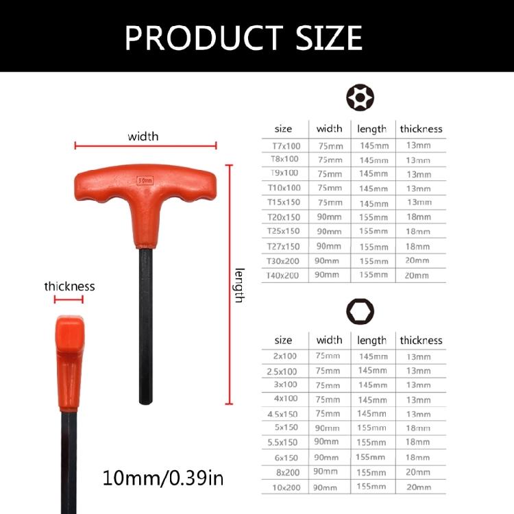 10Pcs Hexagonal Screwdriver Wrench T-shaped Driver Wrench Key Inner Hex Spanner 2-10mm For Repairing Manual Tool