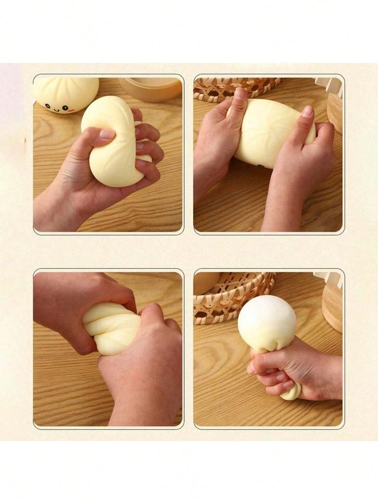Simulation Steamed Bun Squeeze Toy, Slow Rebound Stress Relief Fidget Toy, Decompression Toy With Steamer For Adults