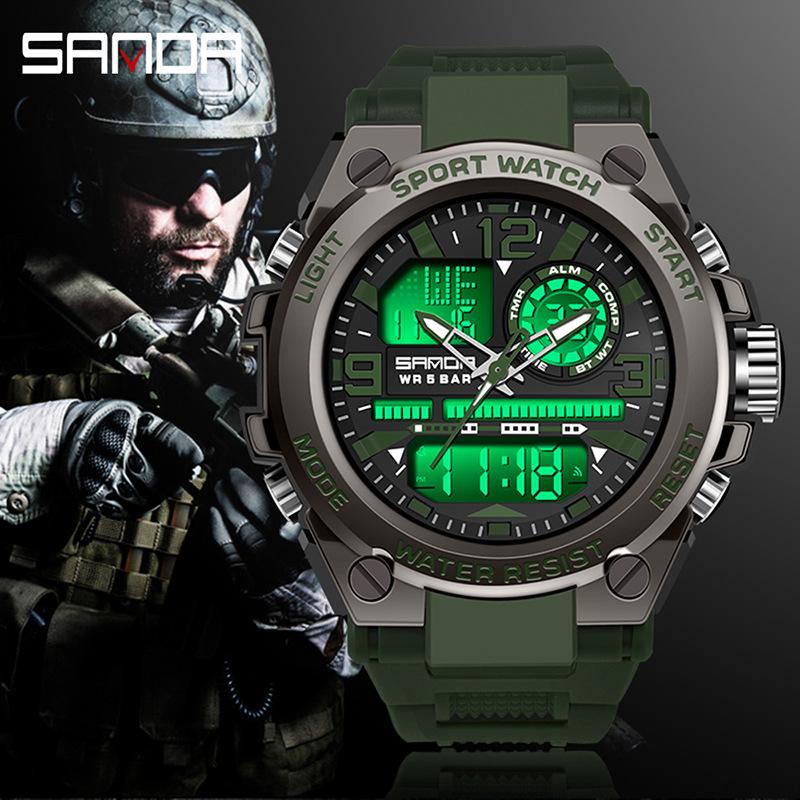 Sanda 6024 Outdoor Sports Shockproof Waterproof Luminous Watch - Unisex Multifunctional Electronic Watch