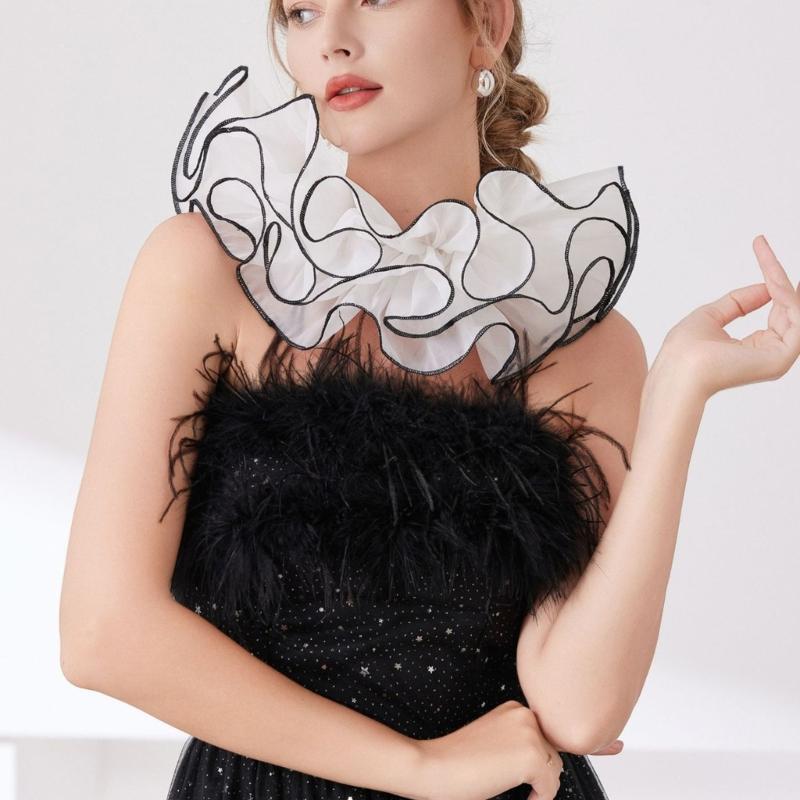 Themed Party Neck Ruff For Jester Costume Breathable Mesh Collar Neckpiece Halloween Transformation Accessory