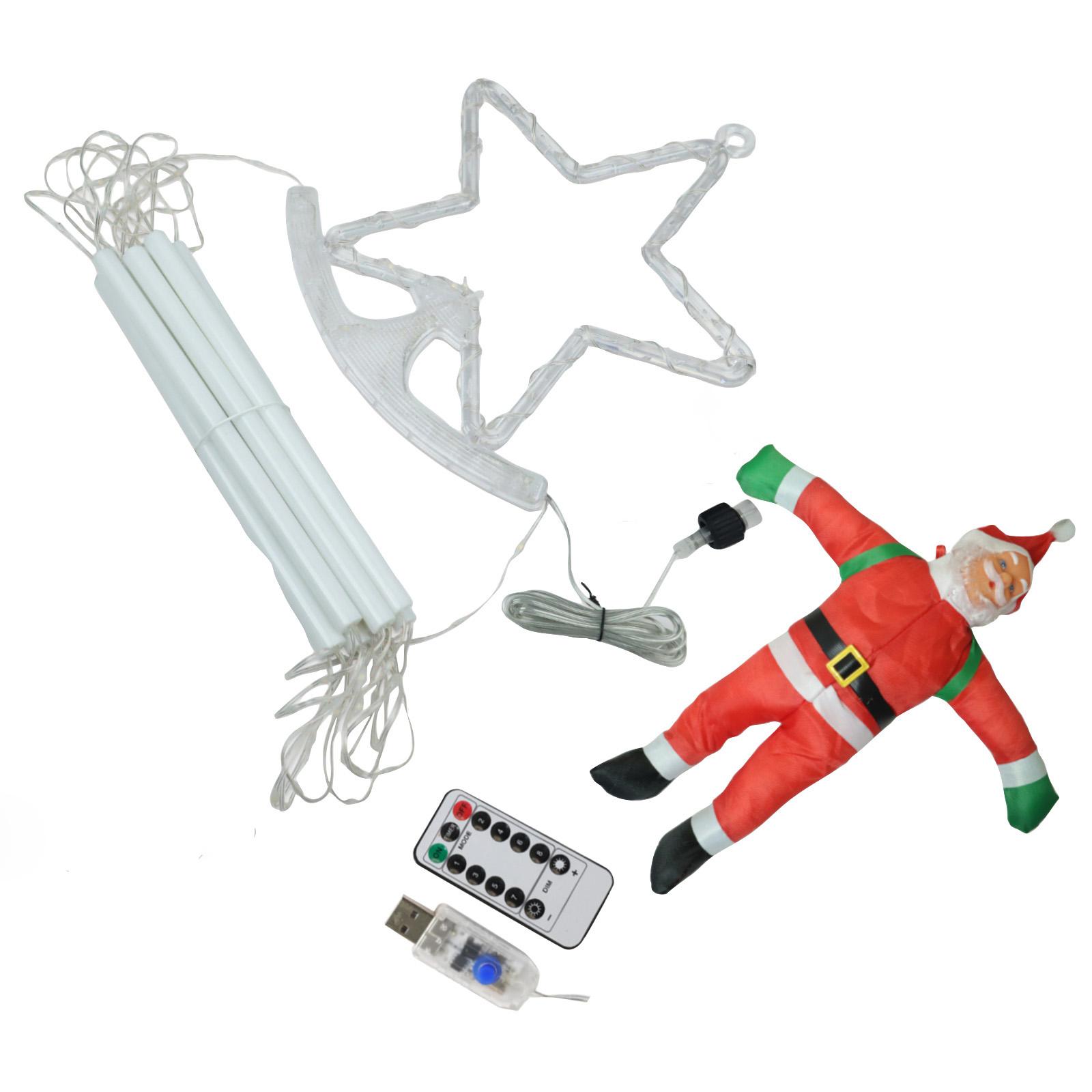 

Рождественские гирлянды-лесенки с Сантой - Светодиодное украшение для праздничной экспозиции в помещении и на улице One Size