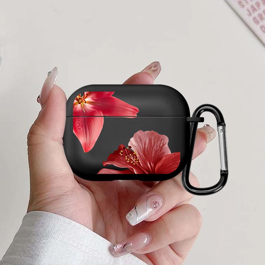 Cherry Flower Print Clear Earphone Cases Cover Case For Airpods 4 2 Pro2 Pro Pro3 3 1