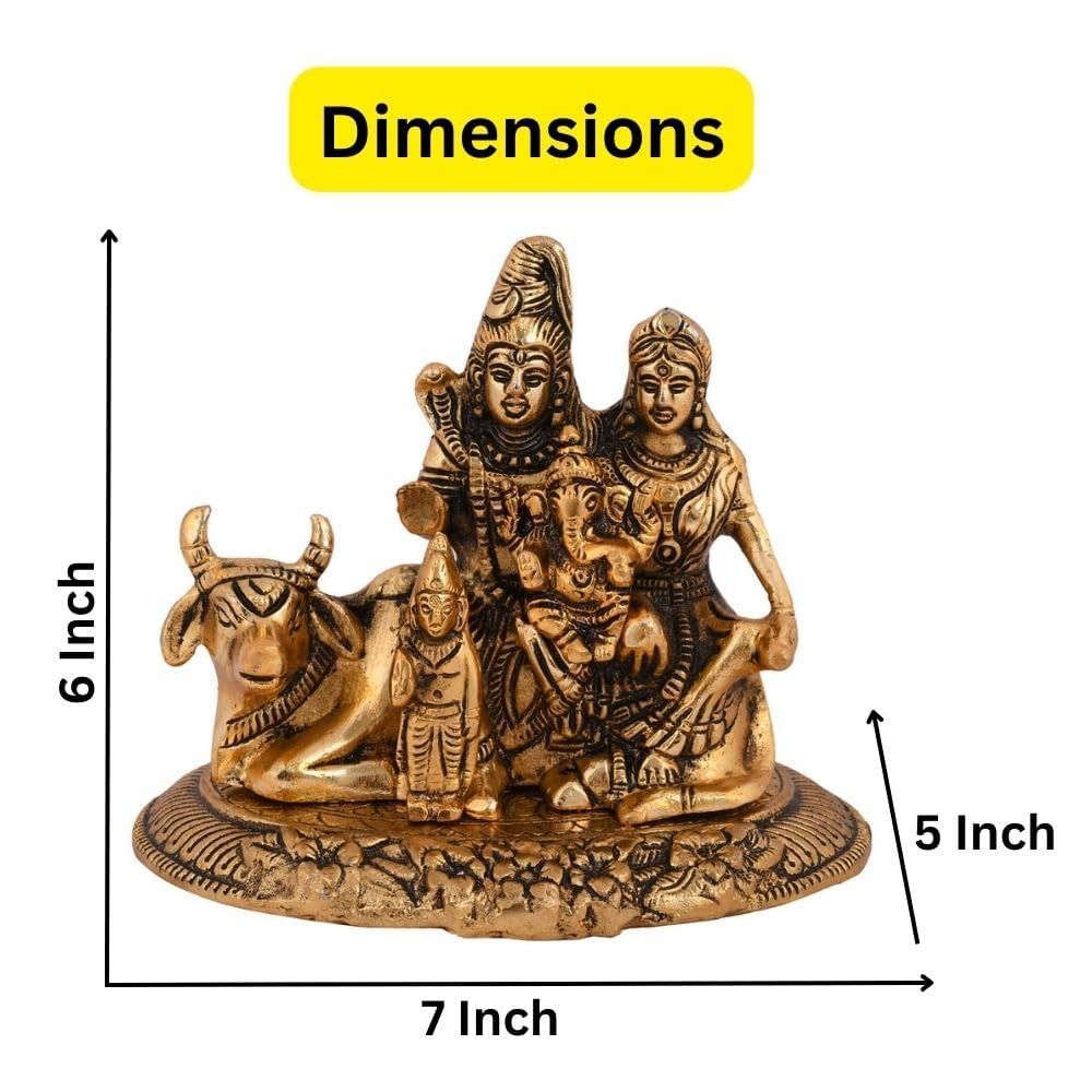 Shiva Parvati Ganesh Idol Shiv Parivar Murti Statue Sculpture - Lord Shiva Idols Family Sitting On Nandi Showpiece Figurine
