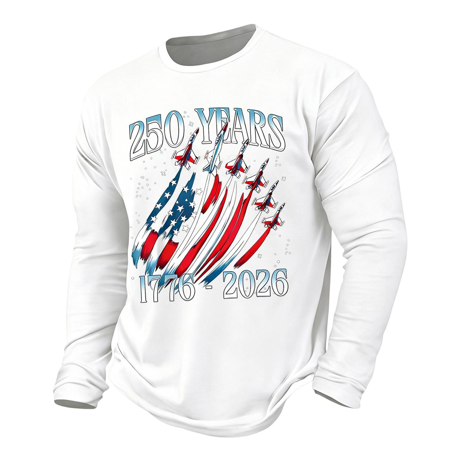 

Men s Casual Short Sleeve Shirt Printed Design Commemorative 250 Years 1776-2026 Classic Fit Lightweight Fabric Summer Wear L білий