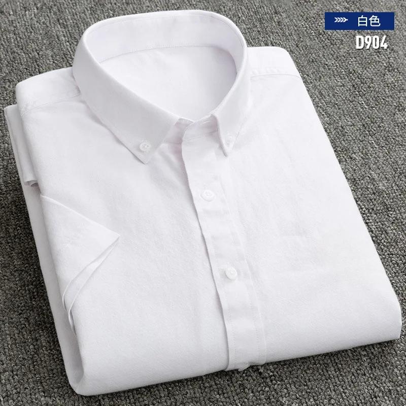 Nueva Camisa Social para Hombre Manga Corta 100% Algodón Puro Oxford Suave Abotonada Cuadros Formal Ropa Masculina Bolsillo Camisa Social S-7XL