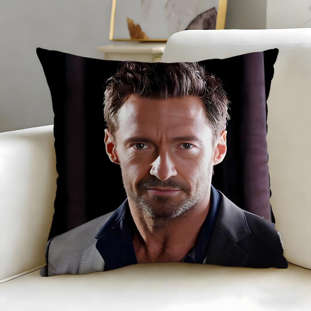 popular actor Hugh Jackman Cushion Cover Soft  EasyWash Pillow Case  Versatile for Couch Bed Travel and Office