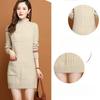 Half Turtleneck Solid-color Knitted Sweater for Women Thickened Sweater Loose Mid-length Pullover Autumn and Winter