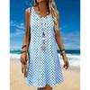 Women's Floral 3d Print Dress Summer Casual O-Neck Sleeveless A Line Flowy Sundress Beach Vacation Ladies Clothes