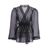 Spring/Summer Sexy Black Sheer Mesh Shirt Jacket For Women, Niche Long-Sleeve Blouse For Girls