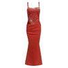 Elegant Rhinestone Slim Fit Evening Dress - European & American Style