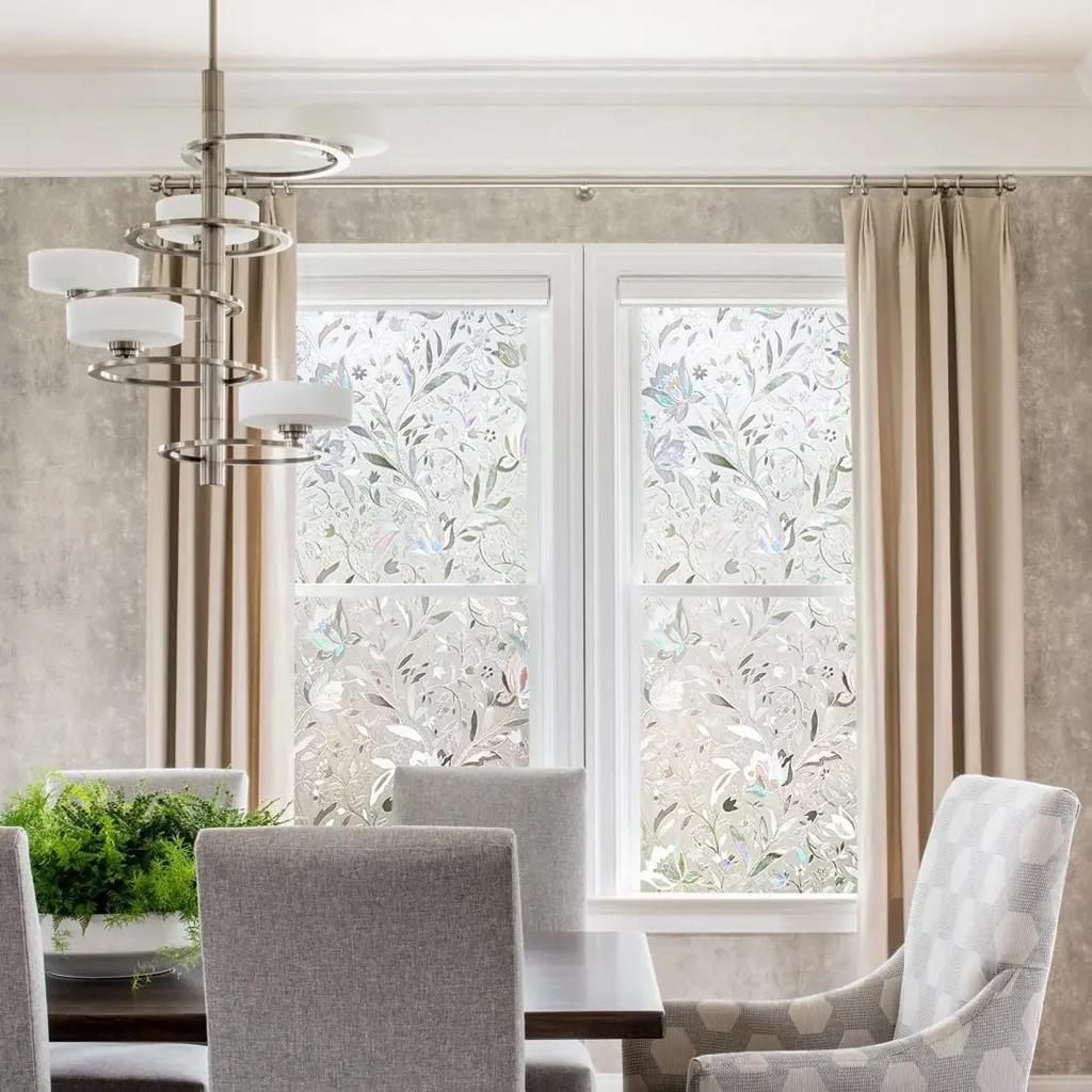 Window Film, Decorative Window Privacy Film, 3D Stained Glass Window Sticker,Anti-UV Sun Blocker Heat Control for Home