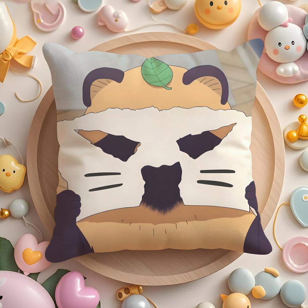 Cute with you and the rain tanuki Cushion Cover Home & Car Multi-Scene Pillow Cover - Reversible, Soft & Durable for Daily Use