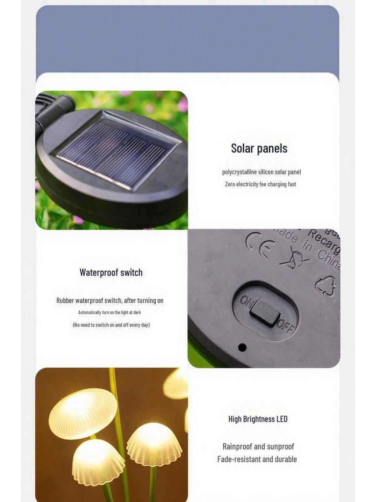 Solarquallen-Landschaftsleuchten: Dekorationen für Außenhof & Rasen, Atmosphäre & Pilzbeleuchtung