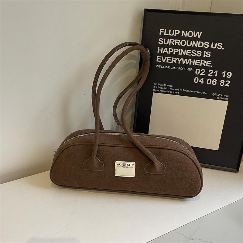 Simple Suede Baguette Bag Fashionable New Versatile Underarm Bag Retro Wind Matte New Shoulder Bag Women's Bag