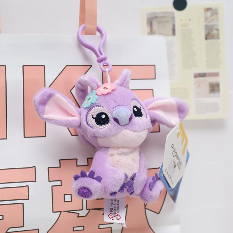 Disneys Lilo Stitch Stitch Angel Plush Figures Purple Anime Dolls Cute Keychain Charms Birthday Gifts Room Decor