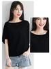 Women's Solid Color One-Shoulder T-Shirt, Casual Loose Fit, Short-Sleeve, Versatile Spring/Autumn Top