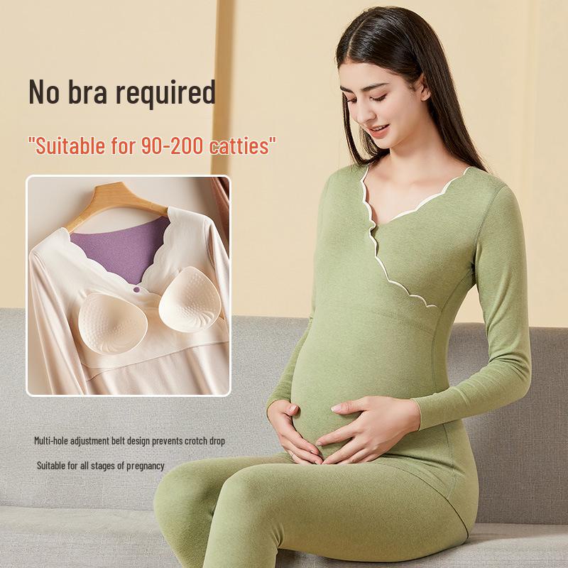 Umstandspflege Herbst/Winter Anzug mit Brustpolstern & Deutscher Samt Warme Unterwäsche