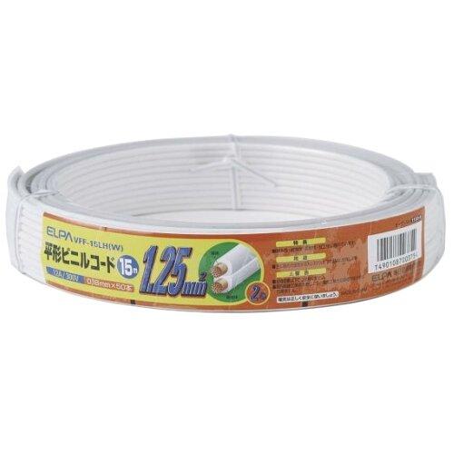 ELPA 1.25 Cord Wiring Cable DIY 300V 12A 15m 1.25mm2 White VFF-15LH(W)