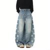 American Fashion Brand Five-star Printed Machete Jeans Women's Trend Oversize Loose Wide-leg Denim Pants