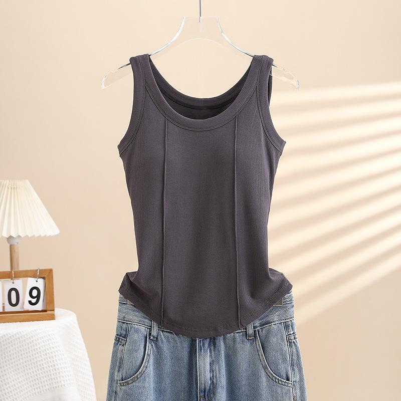 

Женская утягивающая майка в рубчик с нагрудными вкладышами - Универсальный летний топ без рукавов M