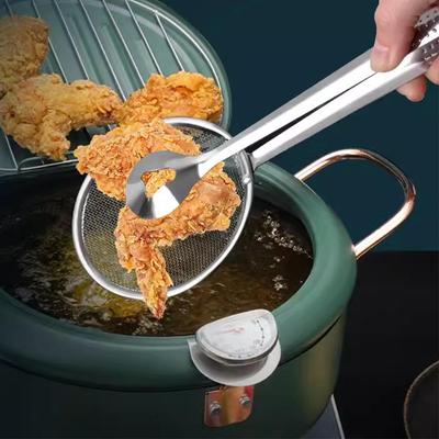 1PCS  2-in-1 Kitchen Multi-functional Stainless Steel Clamp Strainer Filter Spoon With Clip Food Kitchen Oil-Frying Salad BBQ Filter