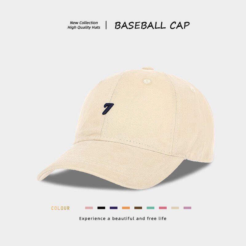 Soft Cotton Vintage Baseball Cap with Number 7 Embroidery Unisex Adjustable Dad Hat Breathable Outdoor Sports Cap 6 Colors
