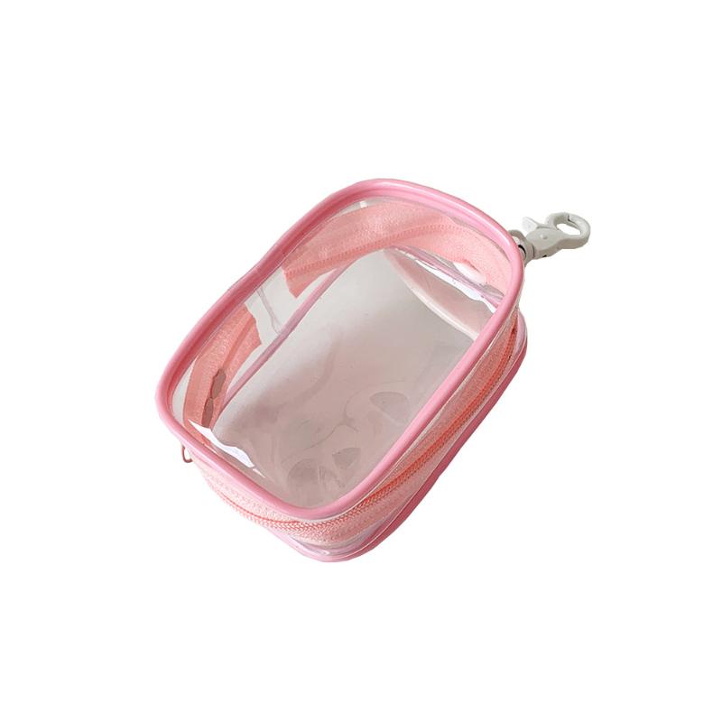 Transparent Pvc Plush Dolls Storage Pouch Square Earphone Organizer Purse With Keychain Anime Cartoon Toy Display Protector Case