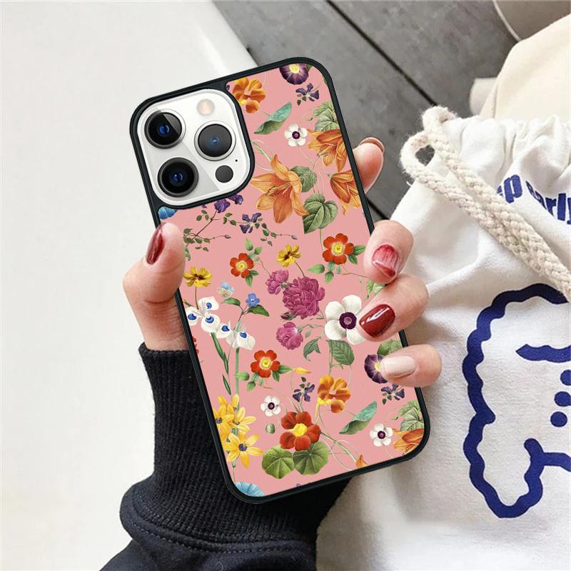 Vintage Leaves Flower Phone Case For iPhone 17 Air 15 16 Cover  11 13 14 Pro Max 12 Plus Max Fundas