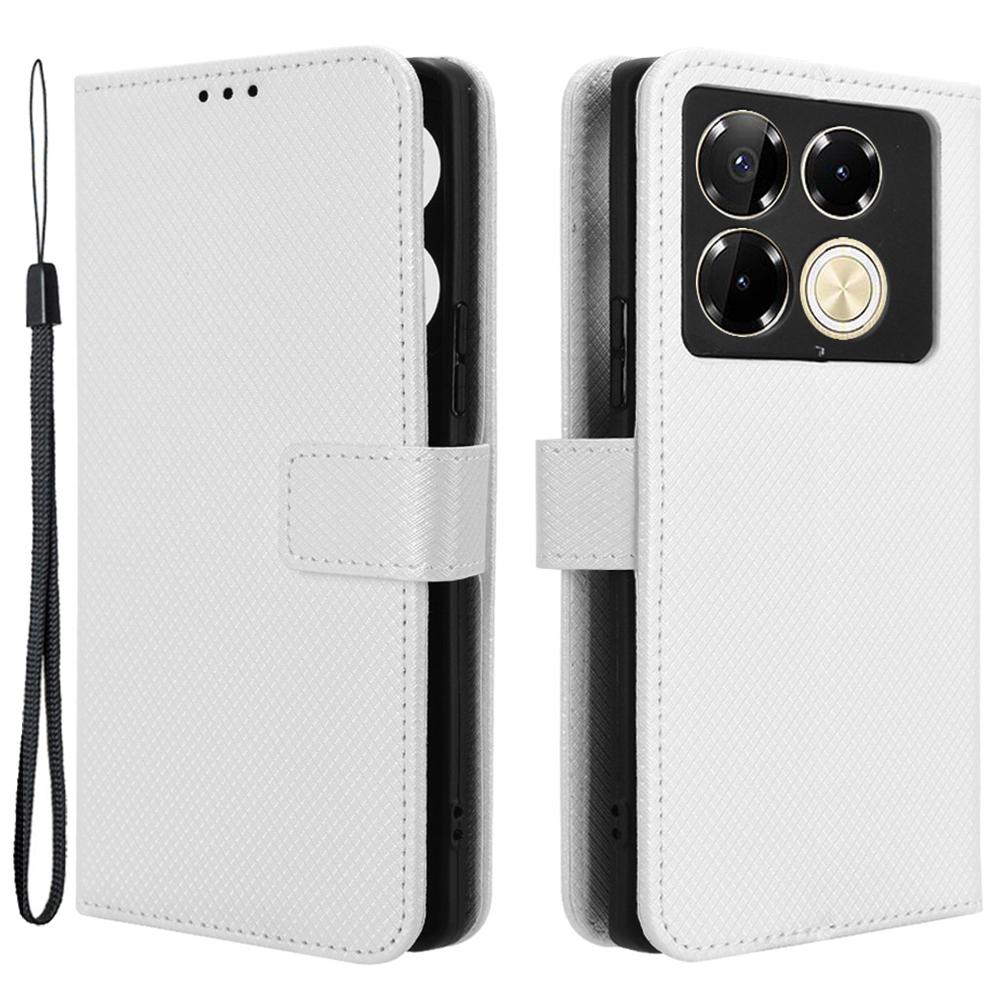 

For Infinix Note 40 Pro 5G X6851/Infinix Note 40 Pro+ X6851B Case Wallet Diamond Texture Leather Phone Cover White