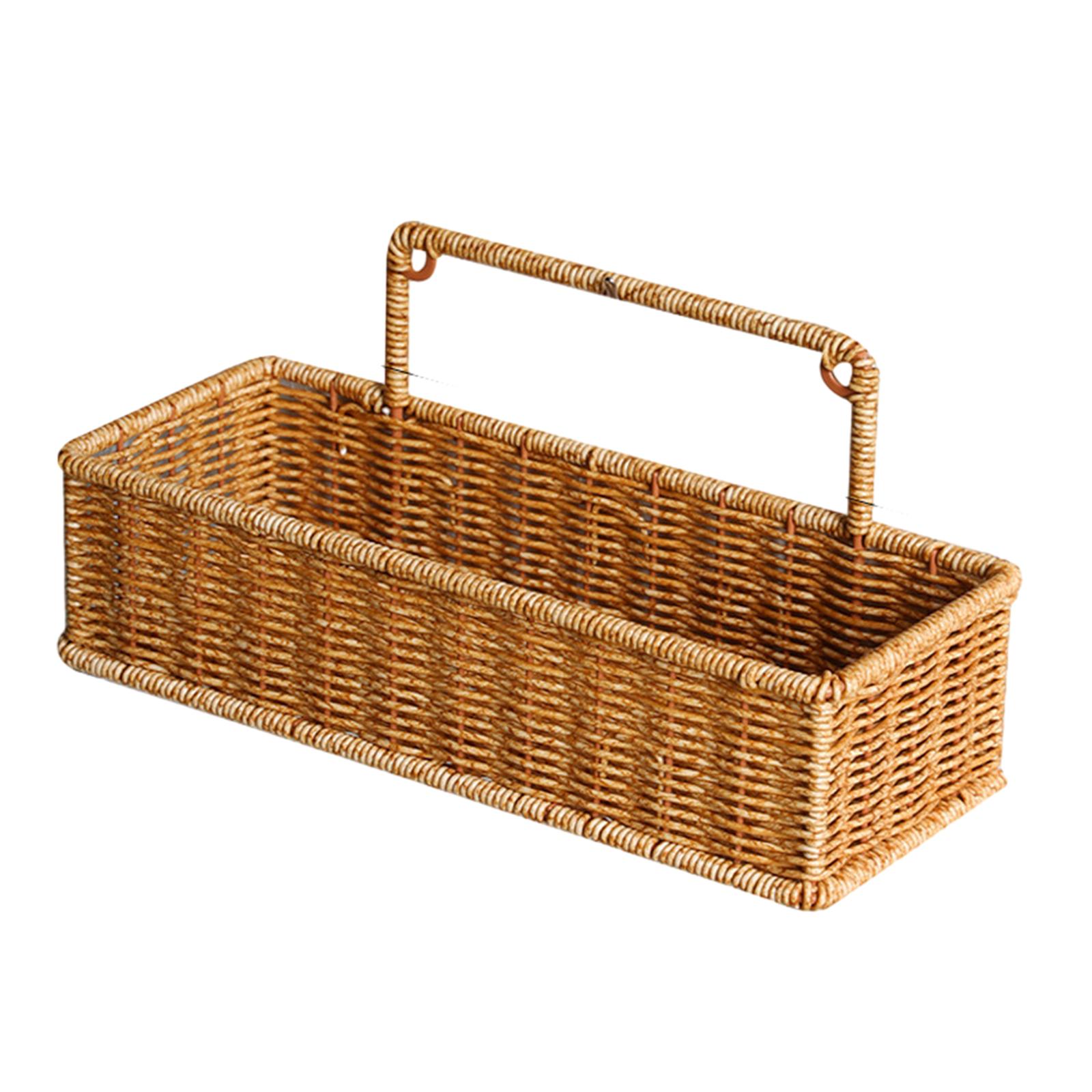 

Weaving Wall Hanging Basket Decorative Basket Container No Perforating Fruit Sundries Organizer for Living Room