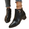 Sharp Pointed Side Zipper Boots 2025 Autumn New Item Large Metal British Style Mid Heeled Short Boots for Women