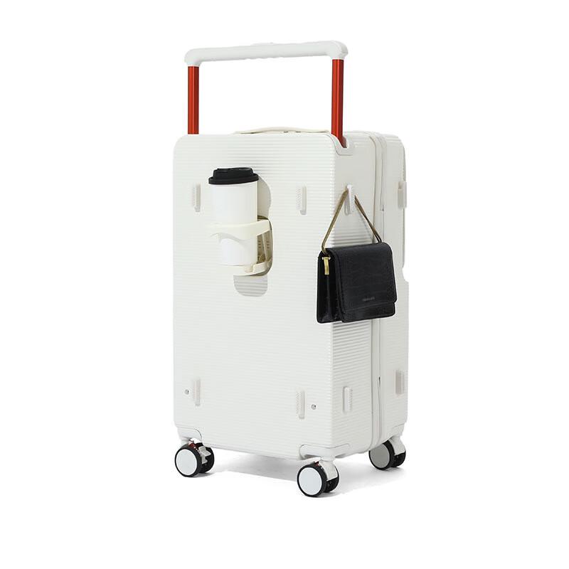 Front-Opening Travel Luggage with USB Charging & Cup Holder