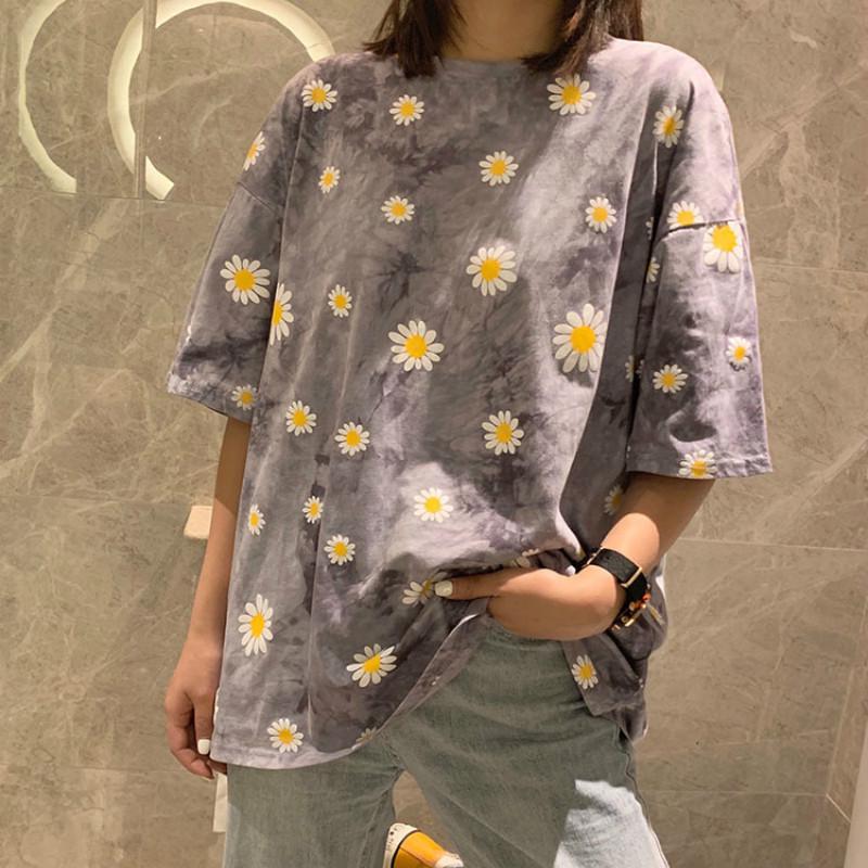 2020 New Daisy Short-sleeved T-shirt Female Bottoming Korean Version of Loose Body T-shirt Half-slee
