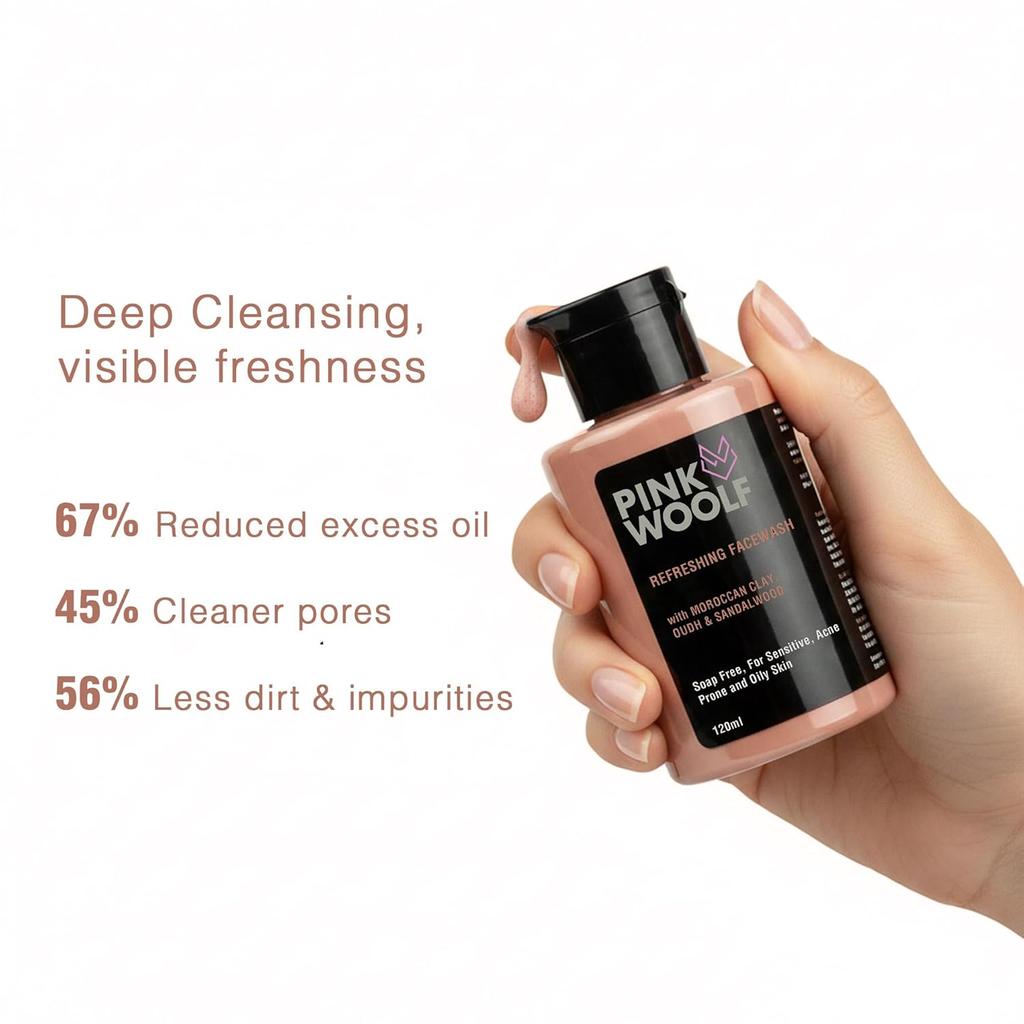 Face Wash for Men & Women – Daily Gentle Cleanser with Moroccan Clay & Sandalwood – Removes Dirt, Oil & Pollution –  120 Ml