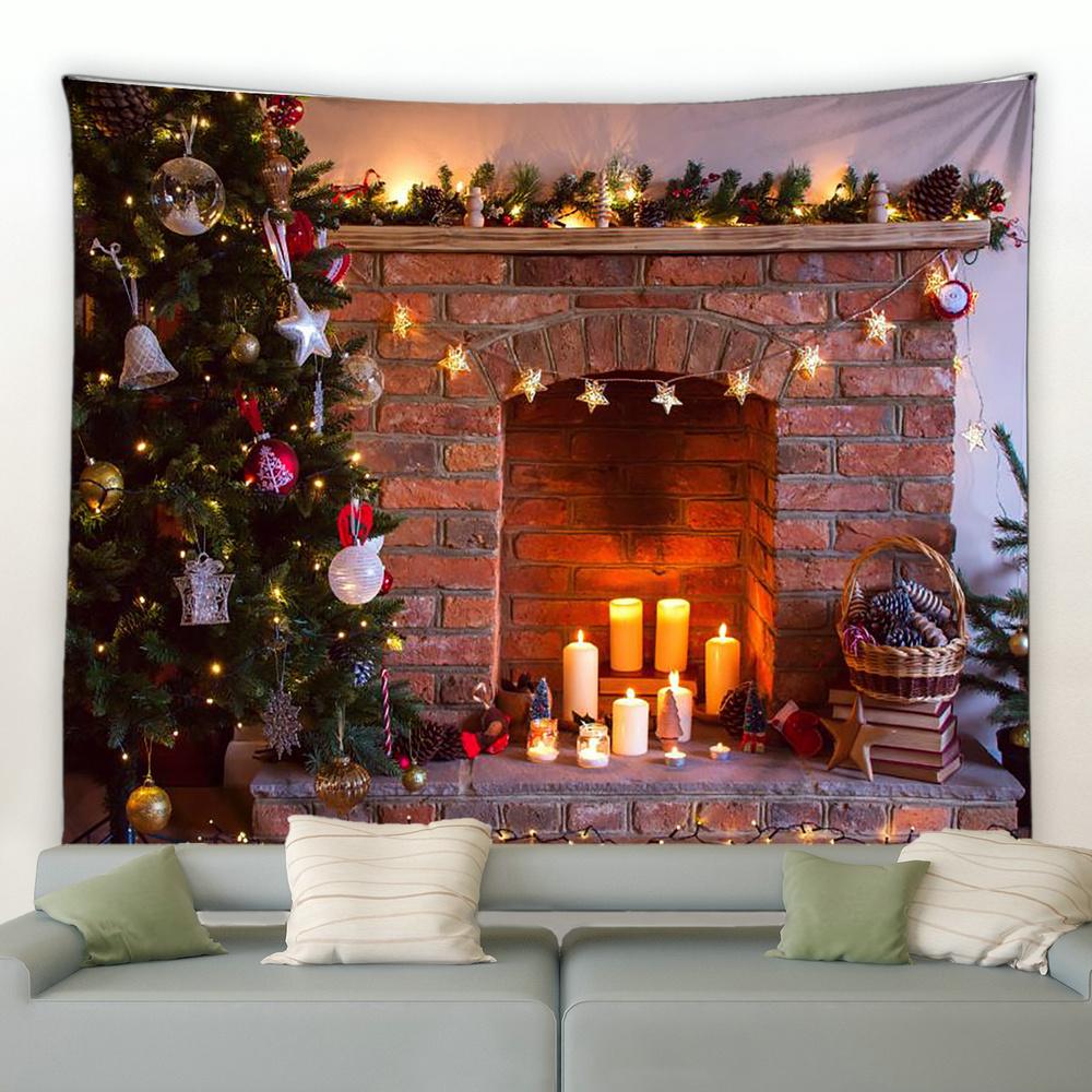 Home Decoration Christmas Pansy Claus Santa Santa Santa Shipper Printing Poly Petrapeculium Landscape Background Tapiz