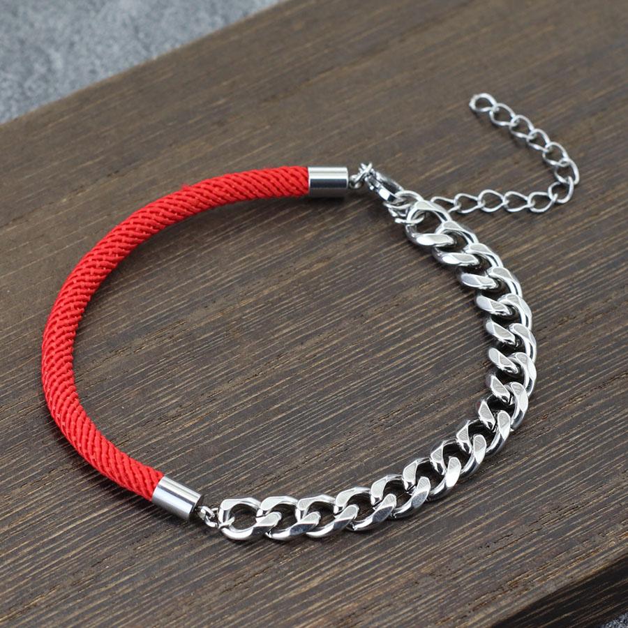 Simple Milanese Rope Braided Chain Splicing Titanium Steel Bracelet Men Women Unisex Style Couple Hand Jewelry Wristband