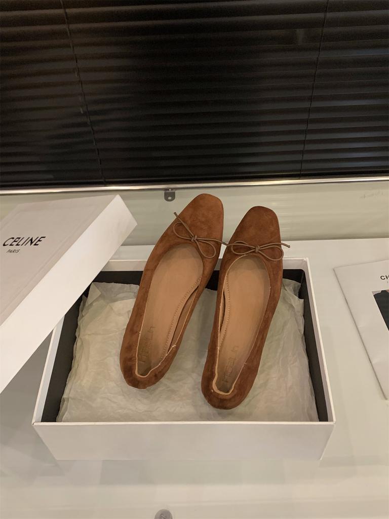 Coarse heel suede bow single shoes women's shoes 2025 new spring and autumn evening shoes French retro commuter ladyshoes