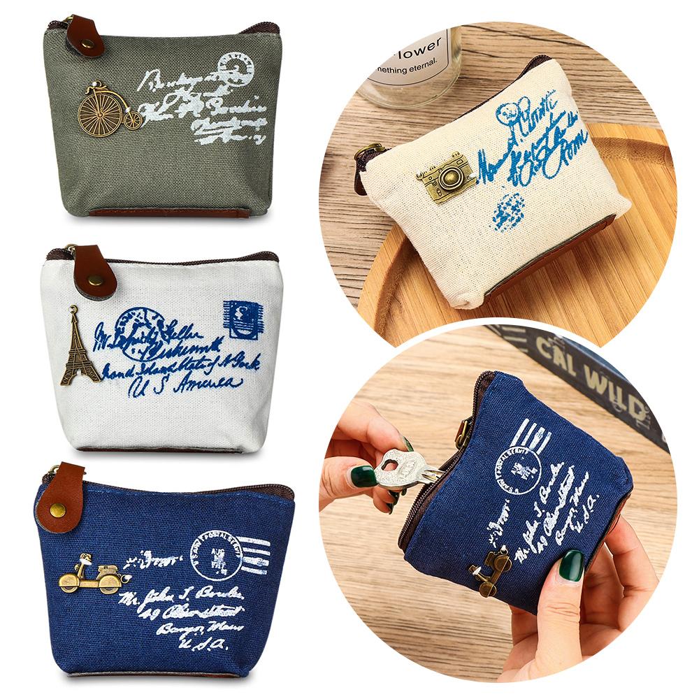 

Холщовый классический милый ретро кошелек для монет Мини-кошелек для ключей Мини-мешочек для монет