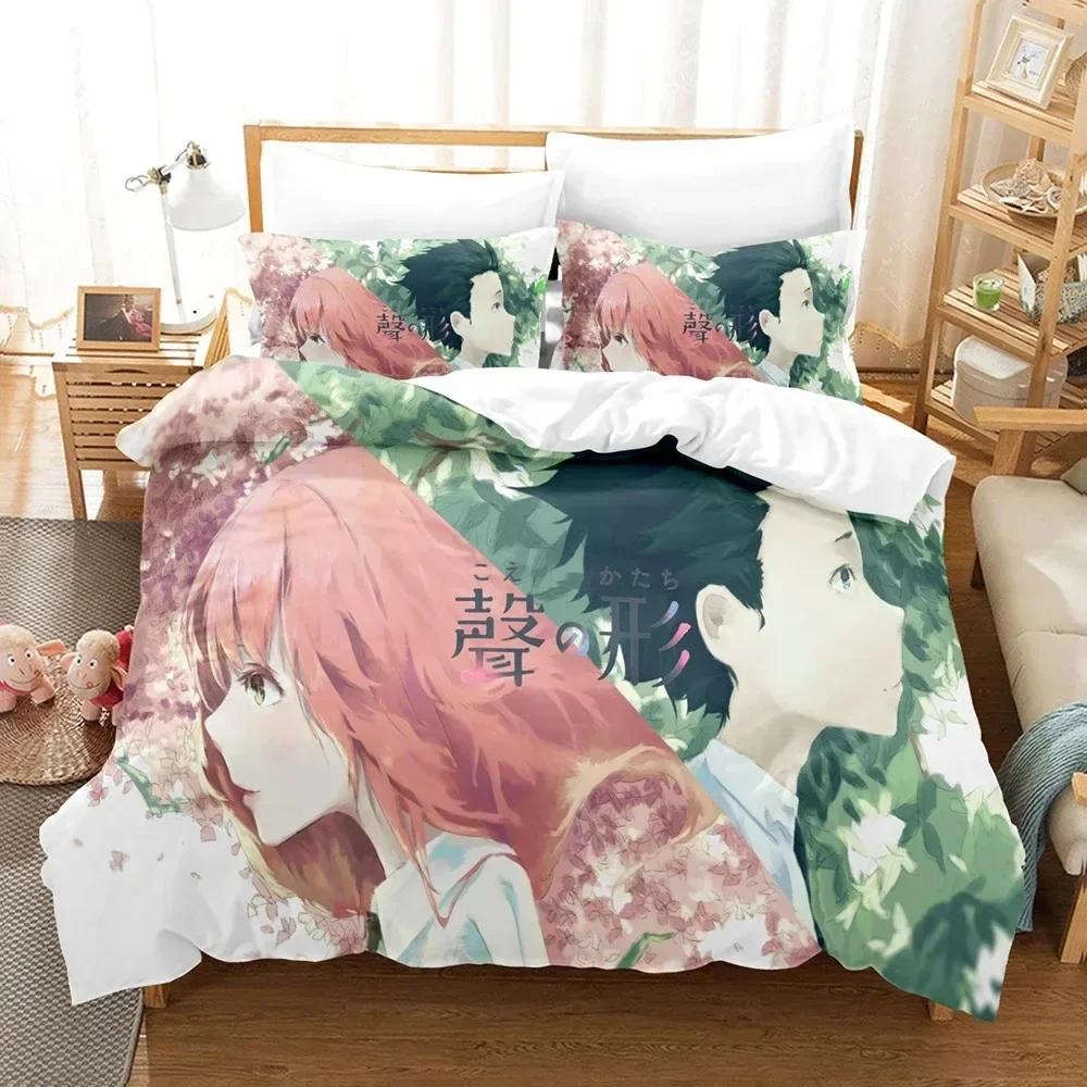 

A Silent Voice Bedding Set Single Twin Adult Kid Printed Bed Set Pillowcase Bed Duvet Cover Soft Queen King Size Bedclothes Home 70x133cm 2pcs
