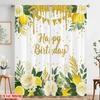 2pcs 2D flat printing Curtain Lemon Flower Birthday 100% Polyester Fabric Without Electricity Seasonal Party & Holiday Decor Use