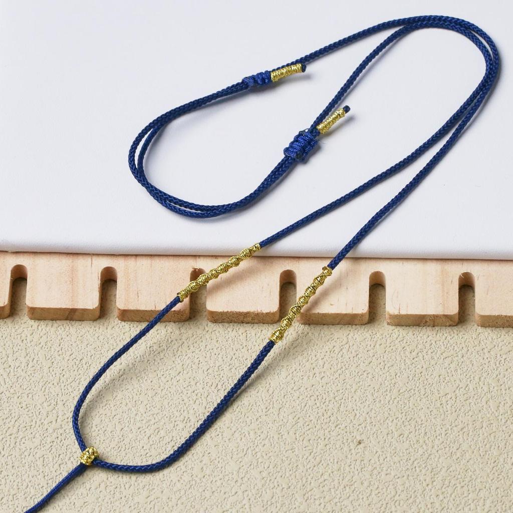 Collar con Cordón Ajustable Colgante Tejido a Mano de Jadeíta Dorada