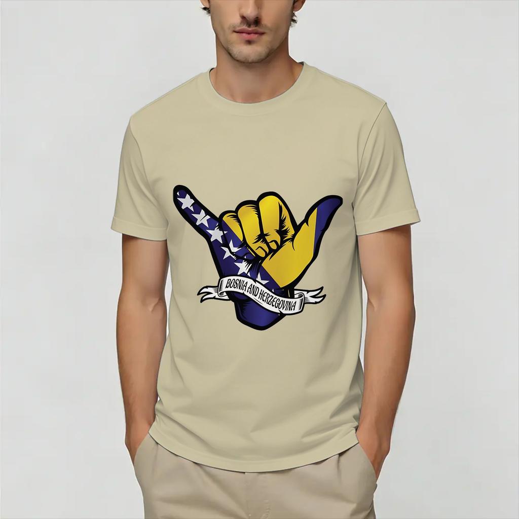 Novelty Bosnia and Herzegovina Flag TShirts Unisex Round Neck Pure Cotton T Shirt Short Sleeve Tees Plus Size Tops