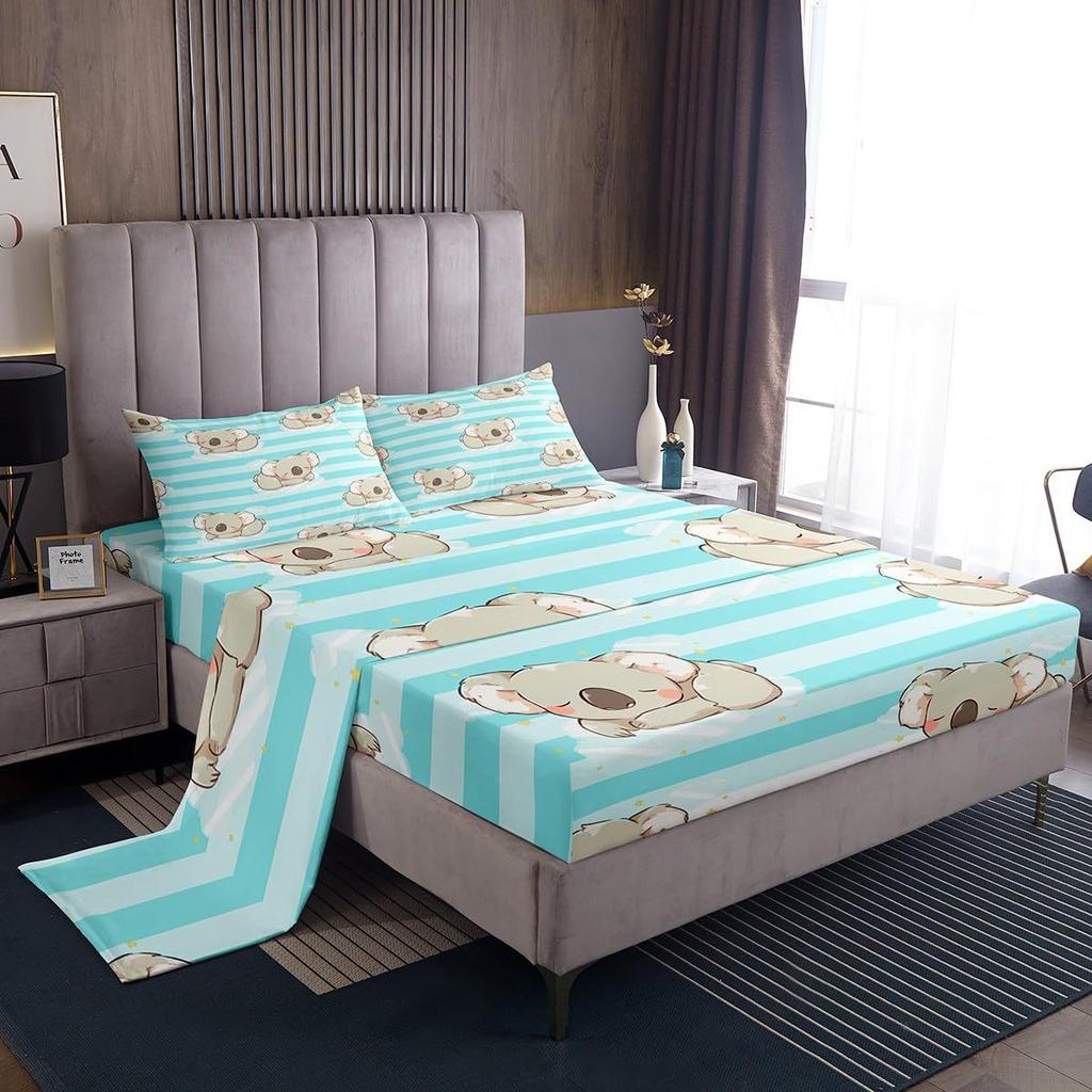 Ocean Submarine Creature Pattern Mattress Four-Piece Bedding Set Bedroom Dormitory Bedding Decoration