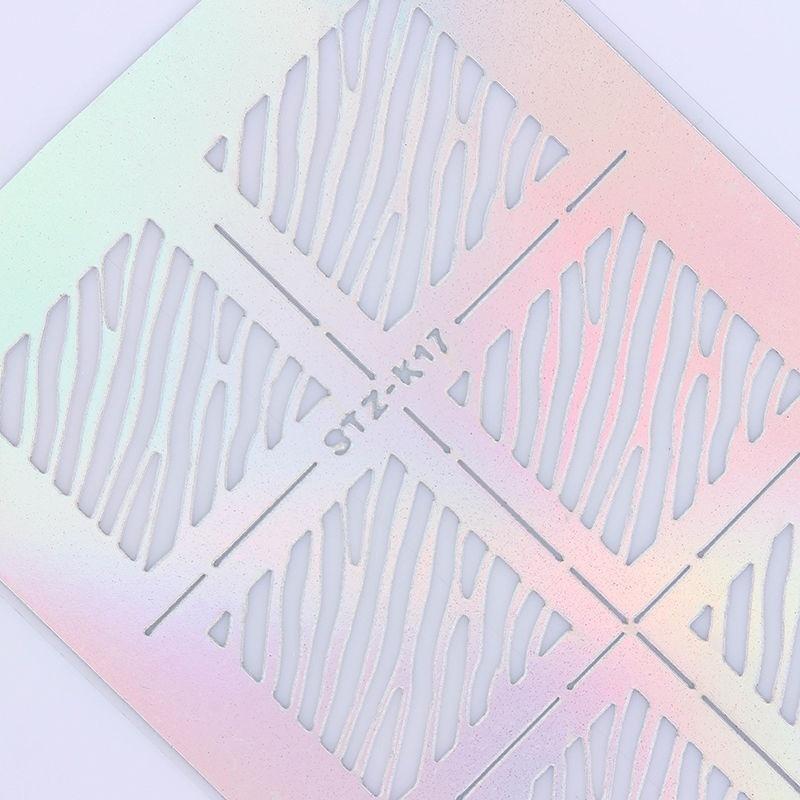 6Pcs Nail Art Vinyls Nagel Schablonen Sticker Irregulär Muster Stencil Stickers random